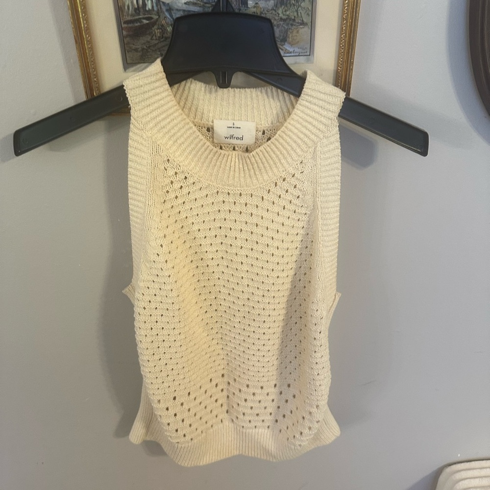 Aritzia Wilfred Ivory Knit Sleeveless Top